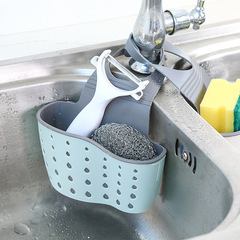 Kitchen sink shelf rack drain basket faucet storage hanging bag rag dishwashing vegetable cleaning hole-free multifunctional