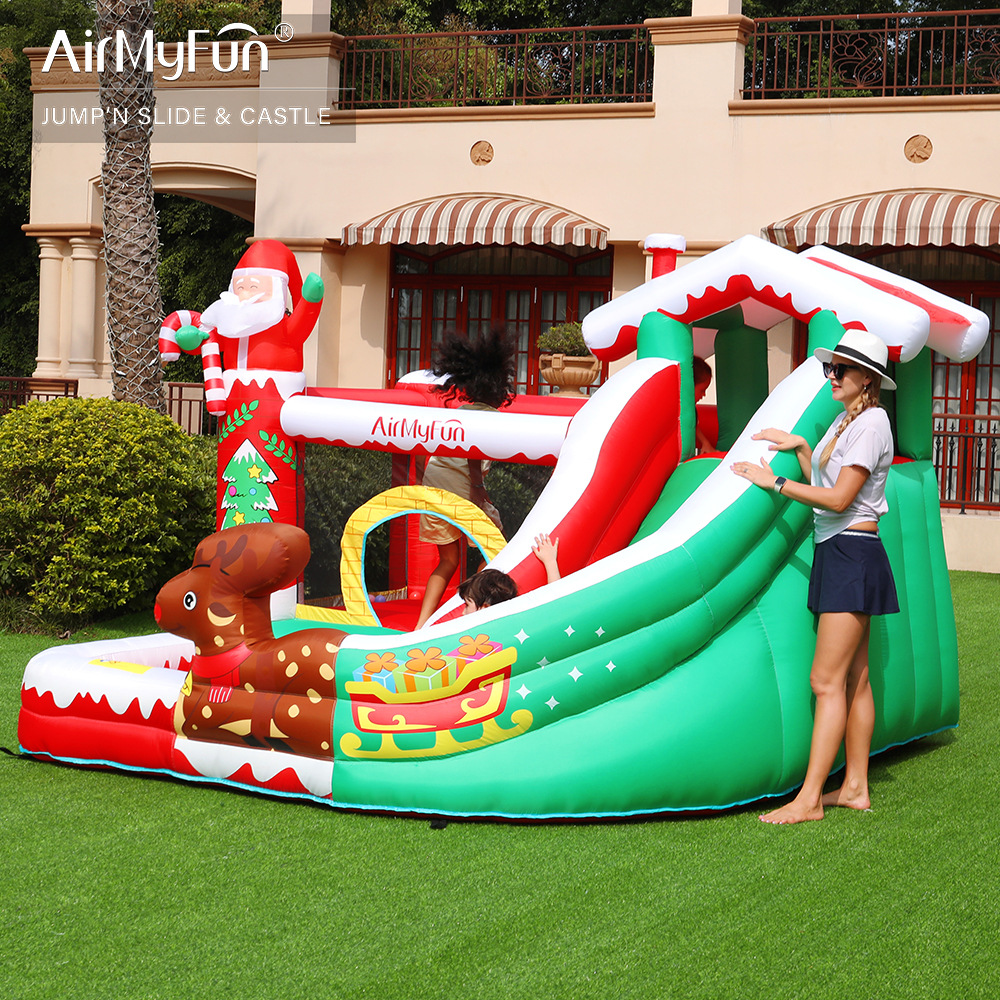 AMF | Castillo inflable casero Castillo inflable del hogar de Navidad niños del castillo del partido diapositiva inflable niños
