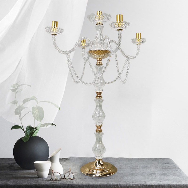 Suministro directo de fábrica de artículos de flores de jade de oro acrílico fino, accesorios de diseño de lugar, accesorios de boda Meichen minimalistas y versátiles