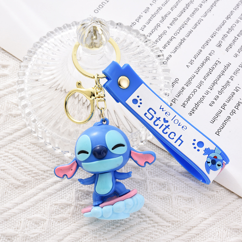 キーホルダーかわいいステッチキーホルダー人形ソフトプラスチック車漫画小さなギフトストリートステッチペンダント|undefined