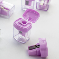 蓋付き小型二穴鉛筆削り、手動単穴プラスチック鉛筆削り、子供用文具用品、新しい鉛筆削り素材