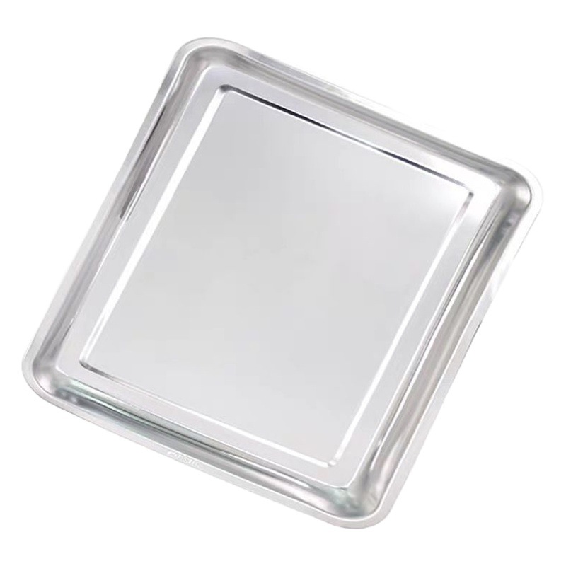 Placa cuadrada de acero inoxidable placa cuadrada Placa de barbacoa plato de pescado comida bandeja cuadrada plato de hornear plato comercial
