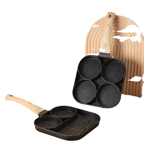 Cross-border medical stone four-hole omelette pan flat bottom non-stick egg pan mini frying pan breakfast pan kitchen artifact frying pan