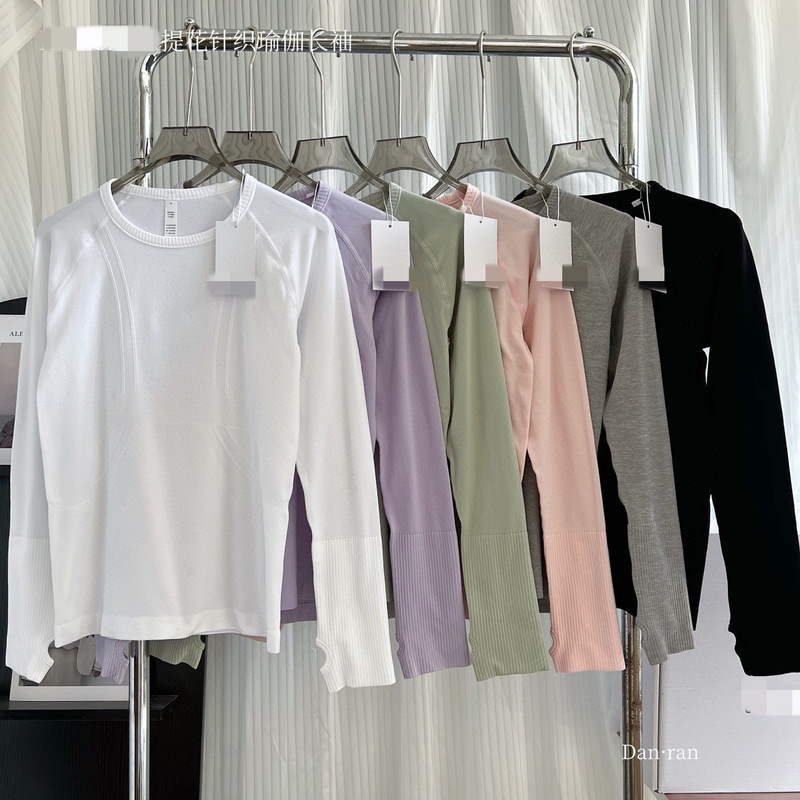 Lu's Same Style Jacquard Knitted Long-Sleeved Yoga Sports and Leisure Versatile Seamless Knitted High-Elastic Long-Sleeved One-Piece Drop Shipping Lu's Same Style Jacquard Knitted Long-Sleeved Yoga Sports and Leisure Versatile Seamless Knitted High-Elastic Long-Sleeved One-Piece Drop Shipping