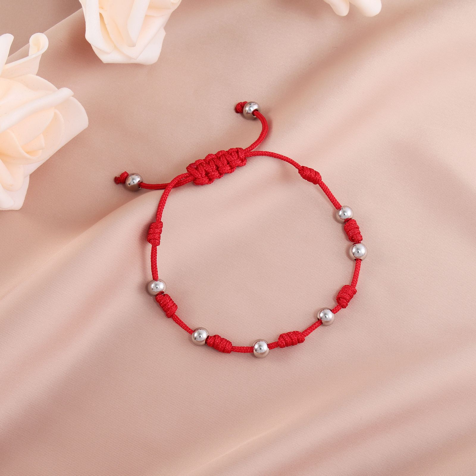 Anniversary, Business, Travel Occasion rope Material Fashion Simple Stainless Steel Beaded Transfer Red Rope Bracelet
