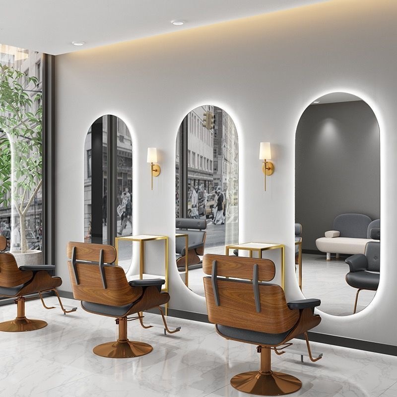 Barbería espejo de pared lujo ligero LED con lámpara de belleza espejo de luz de peluquería espejo
