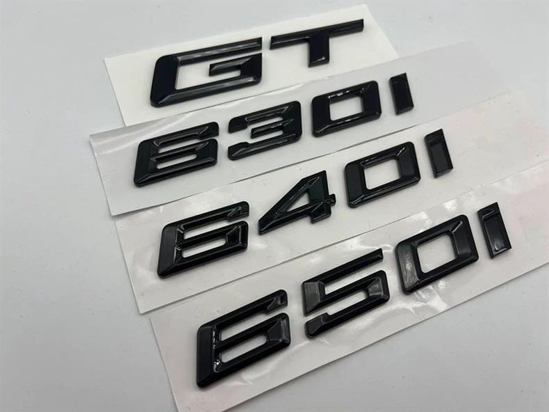 Suitable for BMW's new GT 630i, 640i, and 650i models; includes glossy black emblems, lettering, and rear emblems
