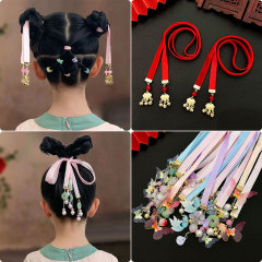 Children's Hanfu Head Accessories Chinese Style Bell Ribbons Ancient Costume Hair Accessories Girl Hair Bands Traditional Style Hair Ties