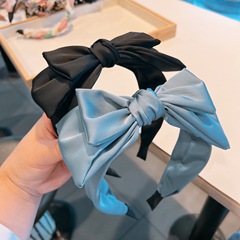復古chic風～減齡元氣少女感雙層緞面高質感蝴蝶結髮卡頭箍飾品