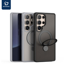 适用三星S25Ultra磁吸手机壳 S25旋转支架磨砂款透明后壳跨境批发