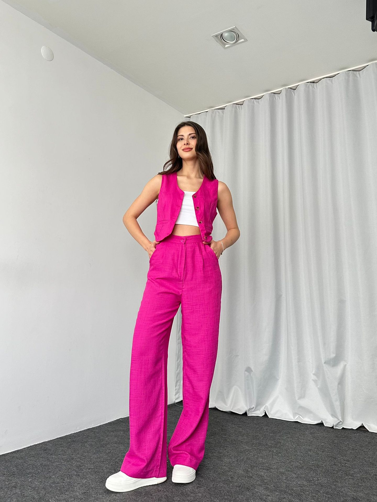 420g Weight Sleeveless Sleeve Length Spandex, Polyester Fabric Type Pant Co-ord Set Sets Type 2 Pieces Set Quantity Daily Occasion U Neck Neckline Regular Fit Fit Type Solid Color Pattern Summer Season Women's Gender Button Design Streetwear Style Daily Women's Streetwear Solid Color Spandex Polyester Button Pant Co-ord Set Pants Sets 9