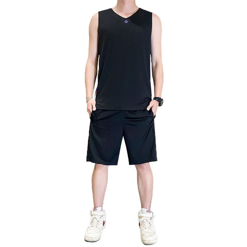 Trajes deportivos casuales para hombres verano nuevo chaleco de hielo sin mangas pantalones cortos chaleco de baloncesto secado rápido grande conjunto de dos piezas image 6