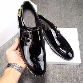 2025新款跨境男士乐福鞋真皮亮光圆头皮鞋男休闲时尚舒适商务男鞋