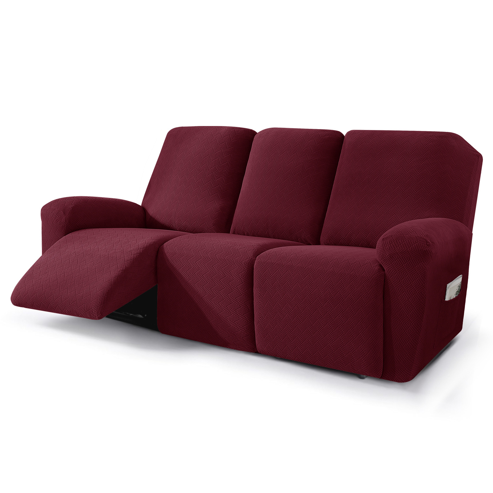 Nueva cubierta de sillón reclinable Jacquard diamante cubierta de sillón reclinable elástica cubierta de sofá de cuatro estaciones con bolsillo cubierta de sillón de masaje de color sólido