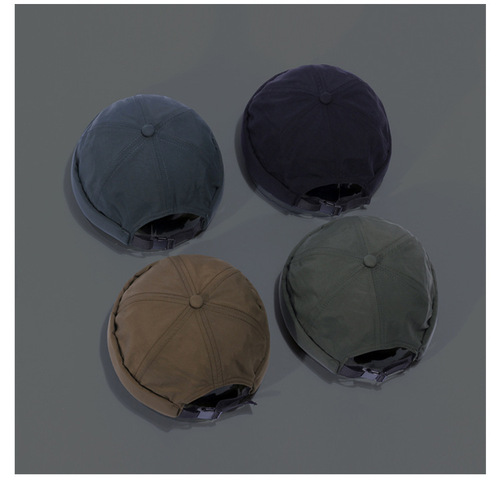 Summer thin quick-drying landlord hat for men solid color retro street breathable Japanese fashion personality melon skin hat for men with short hair