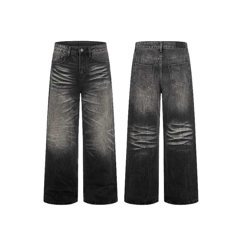 Vintage Heavyweight Distressed Jeans – Relaxed Straight-Leg Denim Pants For Men & Women Mid-Rise Freedom_mkmklike.com