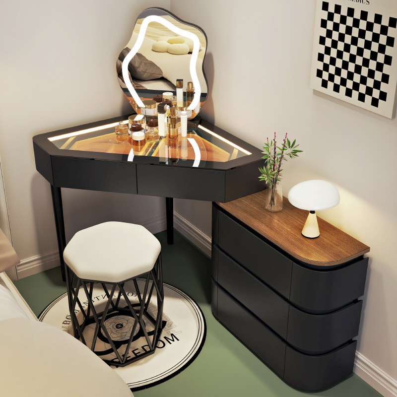 블랙 60cm 화장대 + 수납장 + 화장 거울 + 새 둥지 스툴 ♜⚑