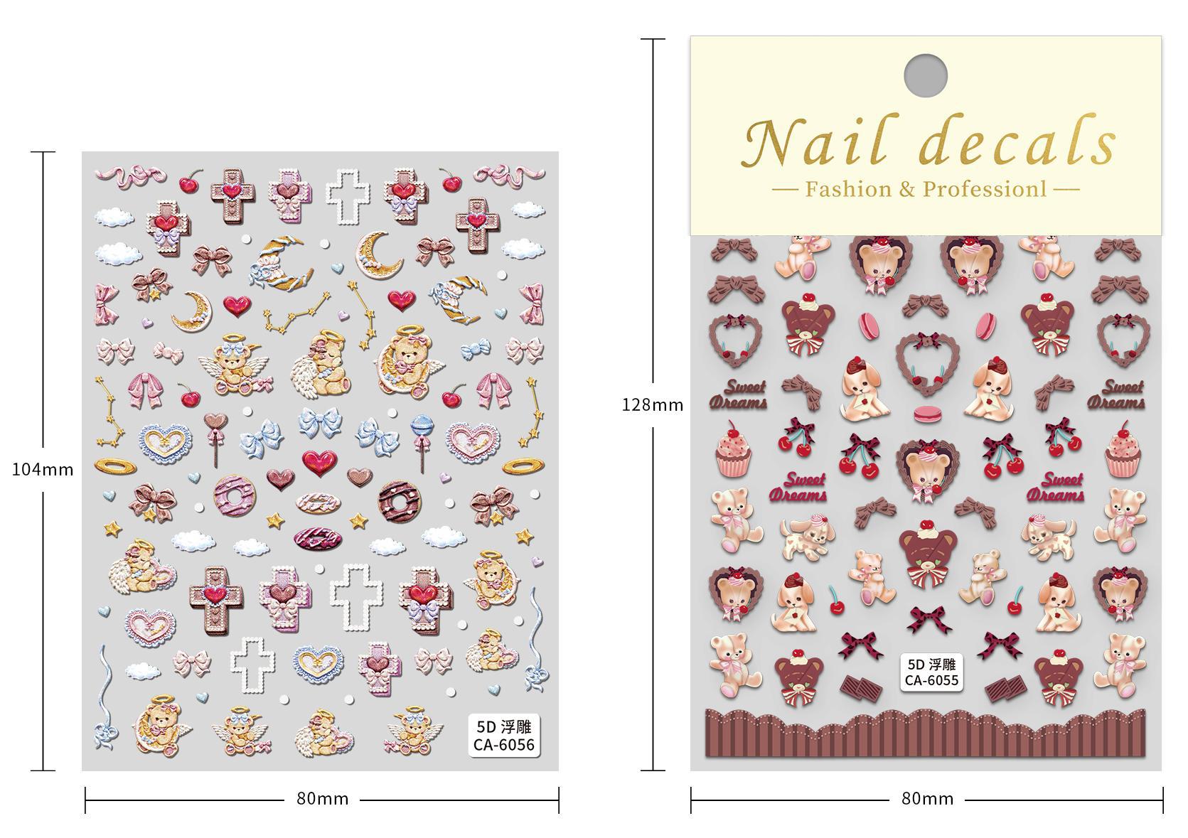 10g Weight Cute Retro Cross Cartoon PET Tpu Nail Patches