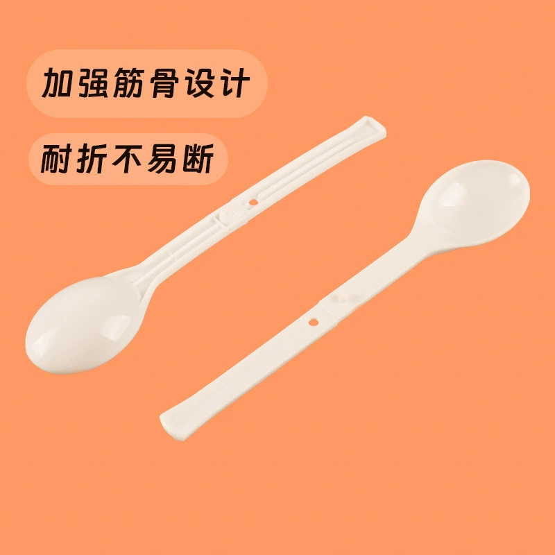 White disposable plastic spoon, handheld tableware, increased thickness