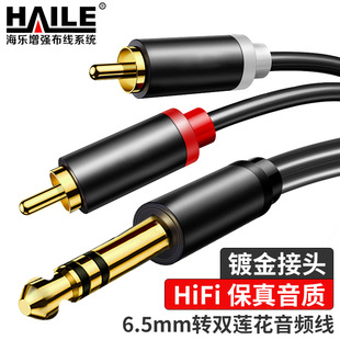 HAILE���� 6.5�D�pɏ�����l�� 6.35mm���D2RCA�t�׹��^ �D�Q��