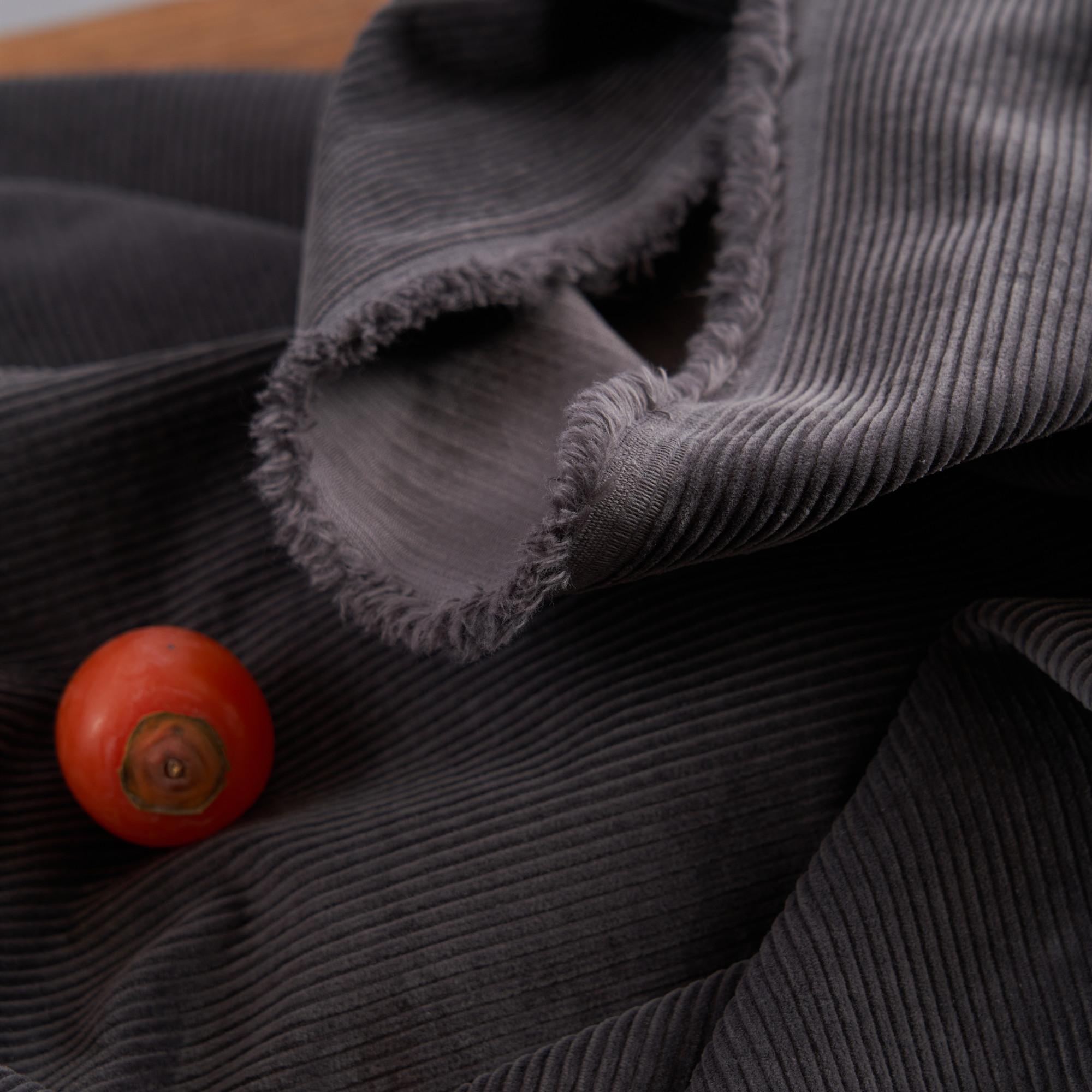 【冰岛灰】秋冬加厚砂洗全棉蓝色灯芯绒风衣外套裤子马甲服装面料