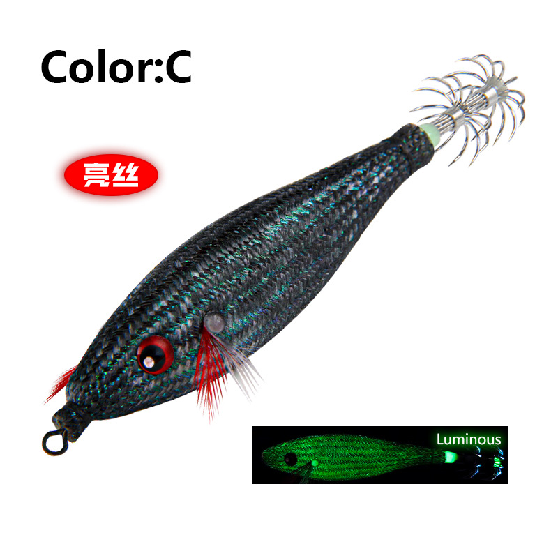 LT130827 nuevo camarón de madera Toto tejido luminoso falso cebo gancho de calamar gancho de la explosión