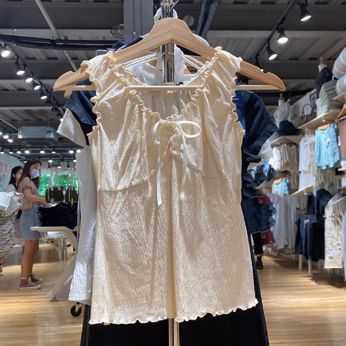 BM style, stunning pure lust beige bow lace lace-up bm vest for women