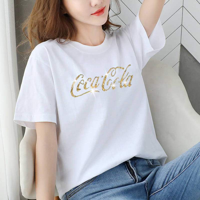 888 # プラスサイズの女性の夏の新しい韓国スタイルのスリムなTシャツ、女性用、ゆったり、多用途、ファッショナブルなダイヤモンドがちりばめられた半袖トップス、トレンディです。|undefined