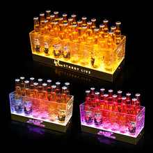 酒吧KTV亚克力发光冰桶LED香槟桶洋酒桶啤酒筐24支装移动电池盒款