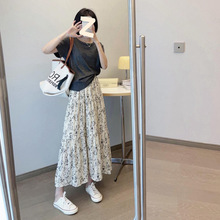 高级感碎花半身裙2025新款高腰气质a字裙雪纺大摆长裙一件包邮