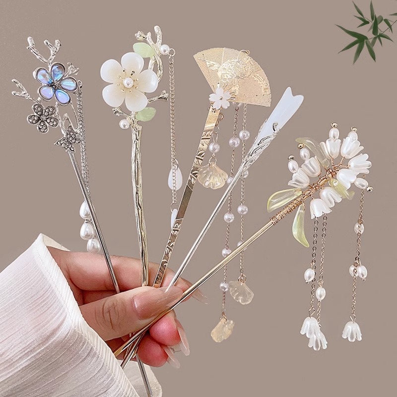 Nuevo estilo chino Maxi falda horquilla 2024 nuevo tocado de horquilla updo de niña estilo antiguo hanfu horquilla