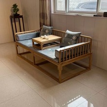 简约客厅小户型沙发家用实木仿古贵妃榻家具组合新中式榆木罗汉床