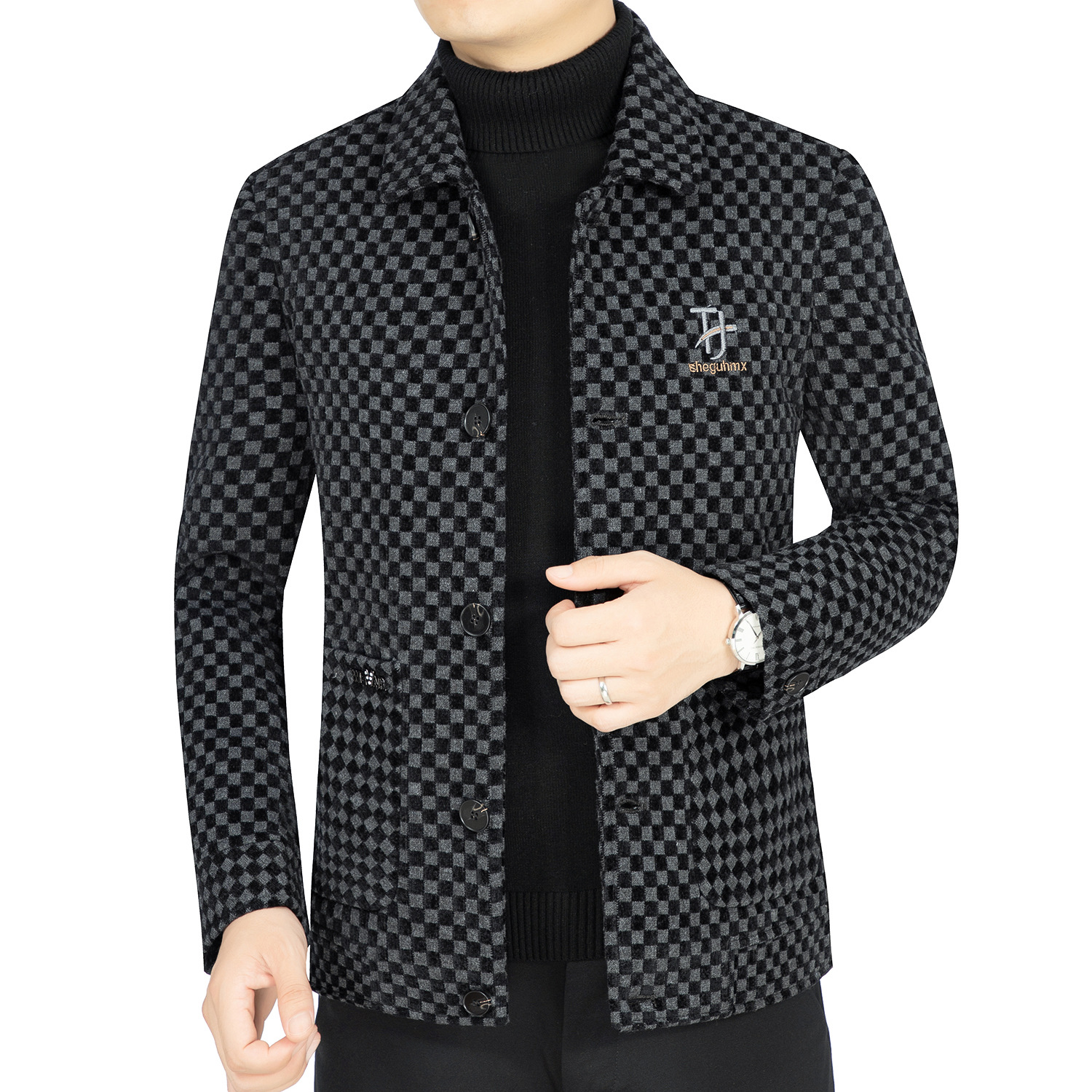 Abrigo de lana de invierno abrigo de lana casual de los hombres para el algodón joven y de mediana edad y engrosamiento ni abrigo de lana de los hombres