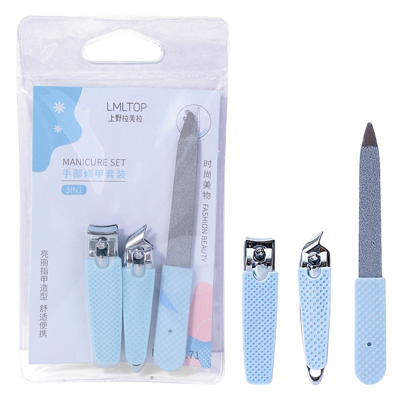 Ramila de acero inoxidable manicura gadget cortaúñas lima de uñas manicura traje de 3 piezas necesidades diarias C0171