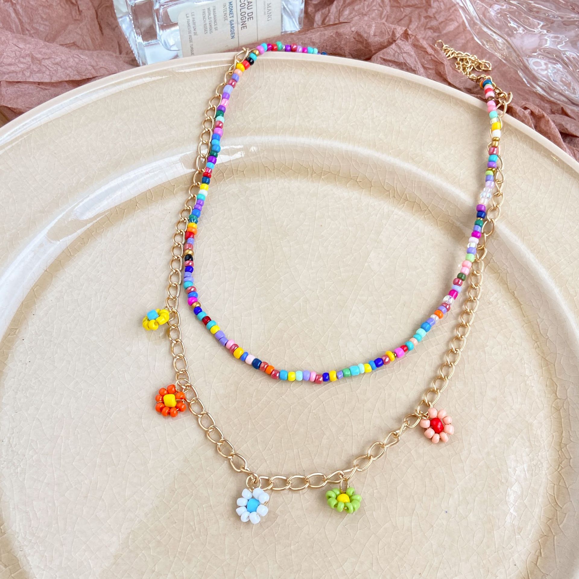 Wholesale Jewelry Daisy Pendant Color Beaded Multilayer Necklace Nihaojewelry display picture 9