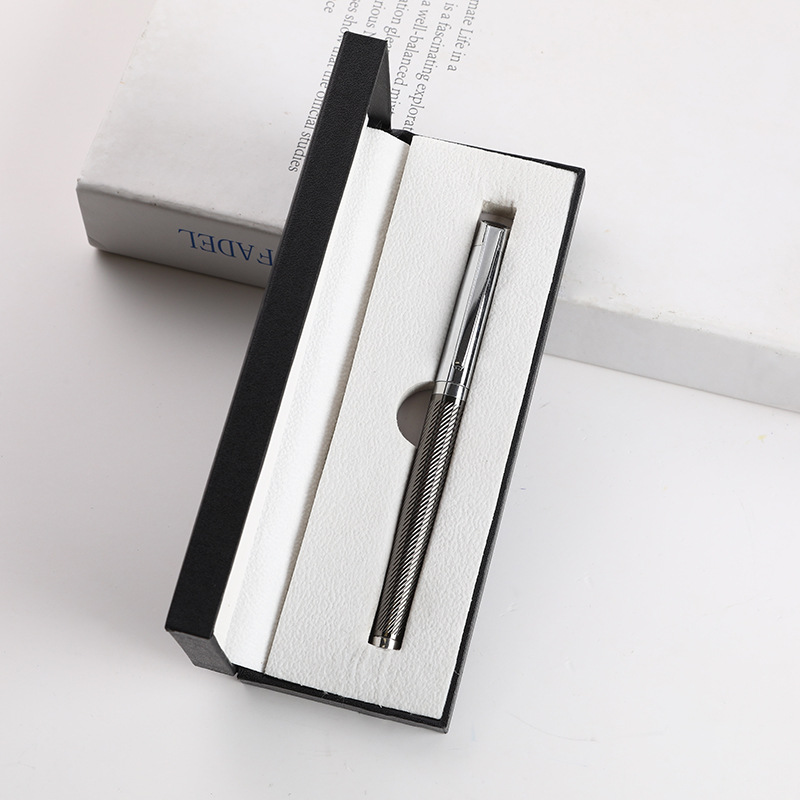 Pluma de firma de metal comercial de alta calidad, caja de regalo, logotipo personalizado, publicidad, grabación de pluma neutra