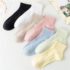 Socks Girl Short Socks Summer Thin Plain Cotton Socks Ins Trendy Socks Breathable Spring Sports Student Short Leg Socks Waist Cinching