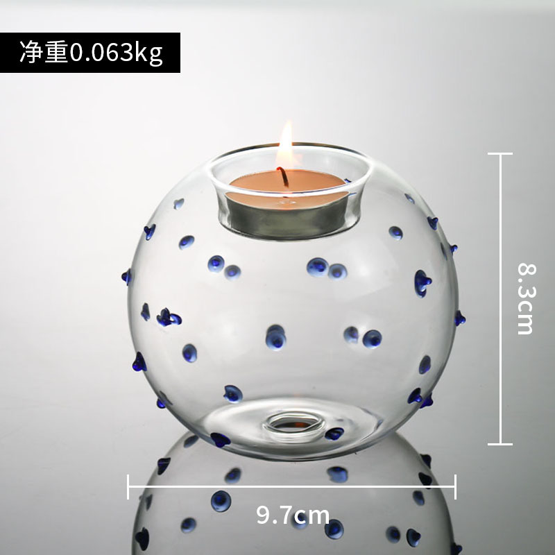 Fabricante candelabro de cristal de estilo europeo romántico Luz de lujo diseño de punto esférico simple decoración de escritorio Vela decorativa