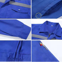 春秋加油站長袖棉防靜電工作服套裝男女純色反光條勞保服工裝批發