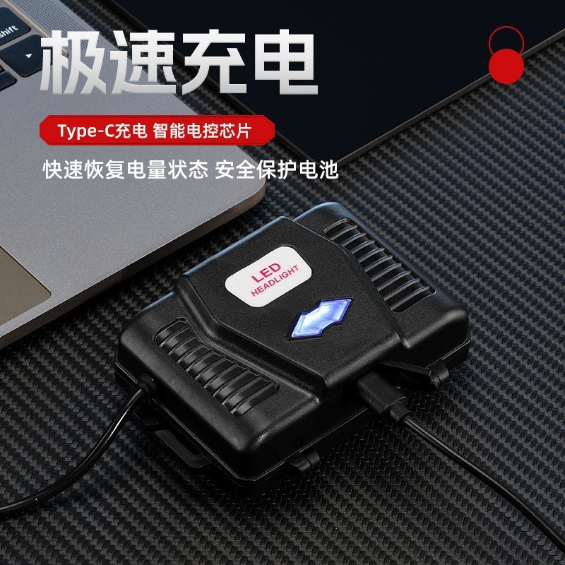 跨境30W感应头灯远射白激光应急夜钓可充电头戴式户外强光头灯|undefined
