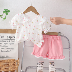 嬰兒童裝女寶寶夏天衣服0-1-2-3-4歲女童夏季上衣T恤短褲兩件套裝