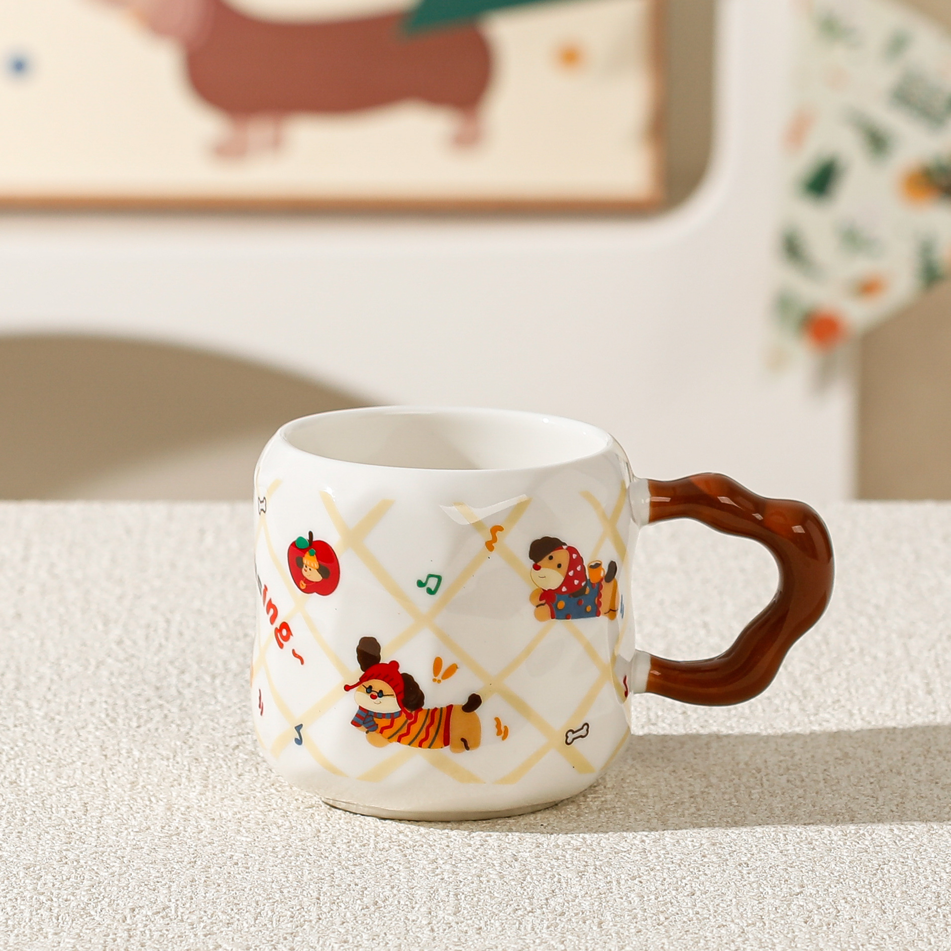 Taza de helado con diseño de perro salchicha, adorable taza de cerámica para beber, taza de café para oficina, con logo personalizado image 16