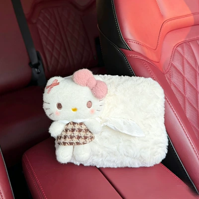 Plaid skirt Hello Kitty car: Car tissue box/set
