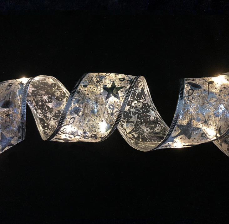 Cinta led Cadena de luz árbol de Navidad luces decorativas de colores con caja de regalo arco satinado con luz de alambre de cobre luz estrictamente seleccionado