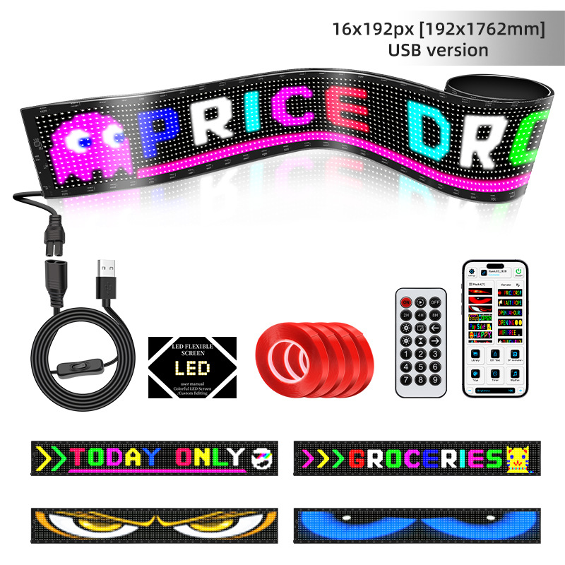 LED coche pantalla suave usb coche pantalla de publicidad flexible APP Bluetooth pantalla inteligente ventana puerta pantalla a todo color image 17