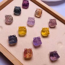 天然萤石 醒狮小串饰碧玺色 百搭手工DIY手链项链配件  厂家直销