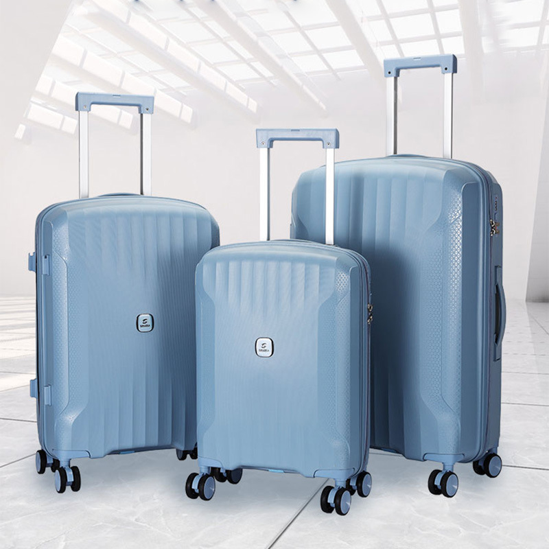 Cross-Border New Pp Hard Shell Trolley Case Silent Universal Wheel Travel Suitcase 20 24 28inch Pp Three-Piece Suitcase