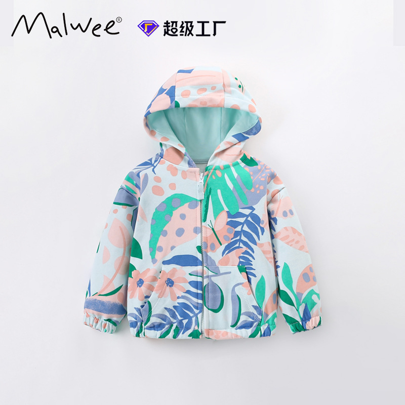Chaqueta de niña malwee otoño e invierno nuevo estilo rebeca casual con capucha para niños europeos y americanos
