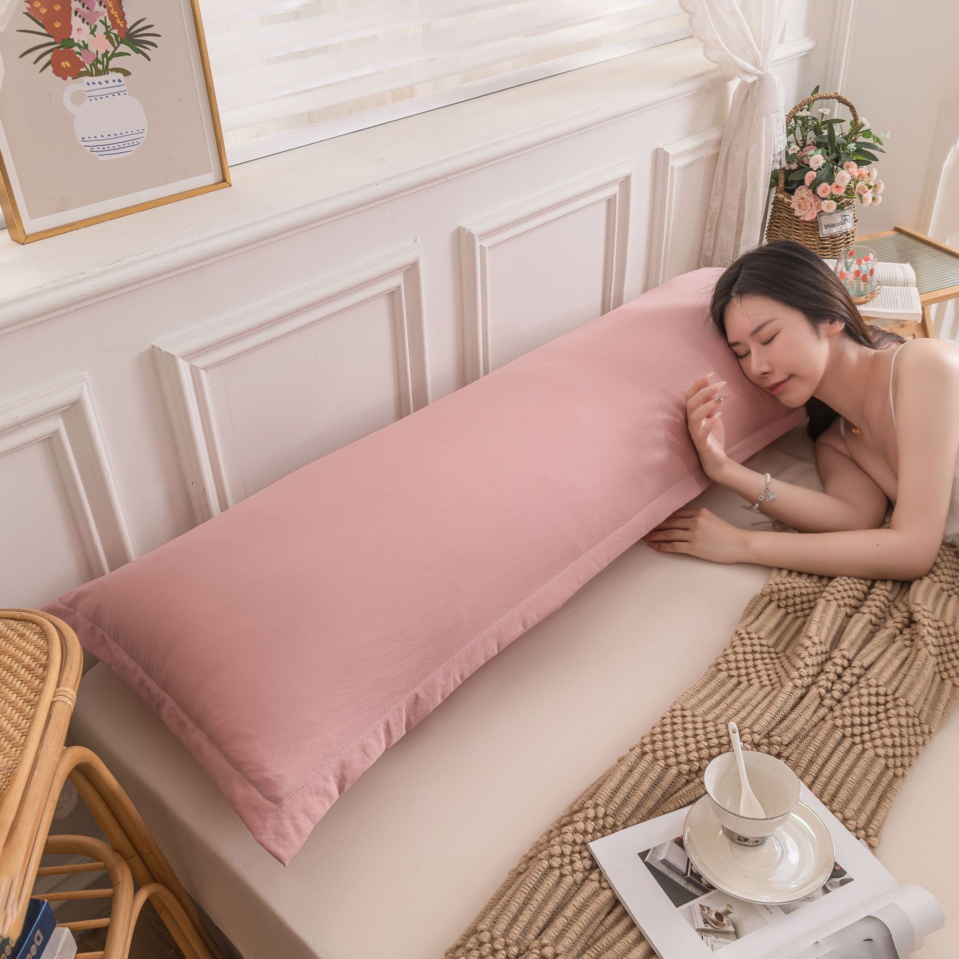 クラスAの二人の長い枕カバー1.2m1.5メートル枕カバー水洗い綿麻夏に1メートル8カップル枕カバーを追加します