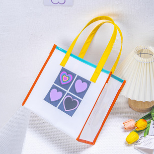 In stock new PVC four-grid love hand gift bag birthday holiday gift bag ins jelly bag